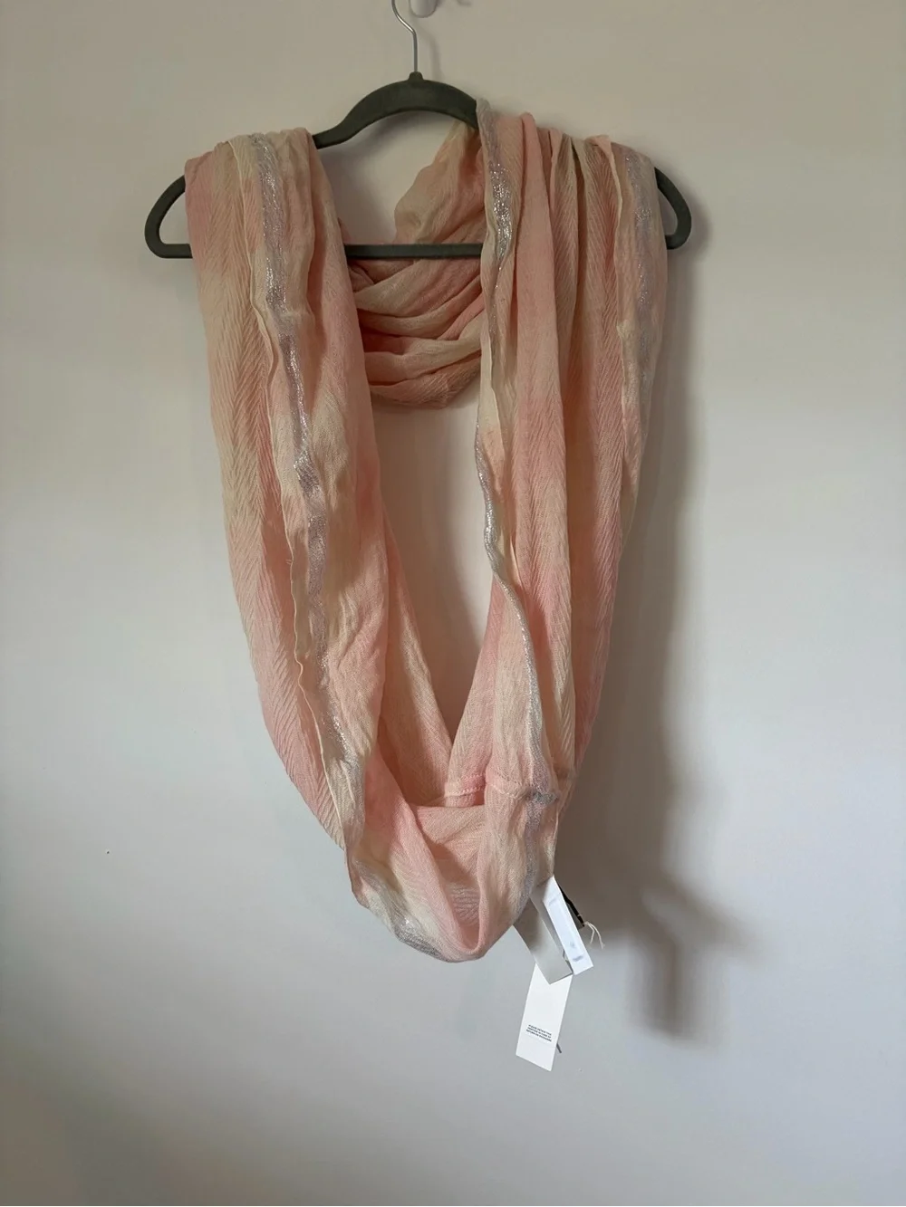 NEW loft wool cotton infinity scarf shawl lightweight pink  coastal grandma